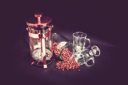 Photograhy Of Brown Beans Clear Glass Mug And Brass Coffee Grinder