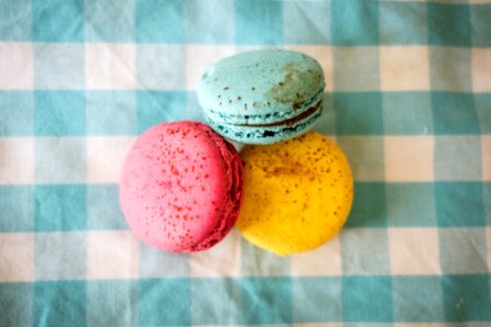 Close-Up Photography Of Three Macaroons photo