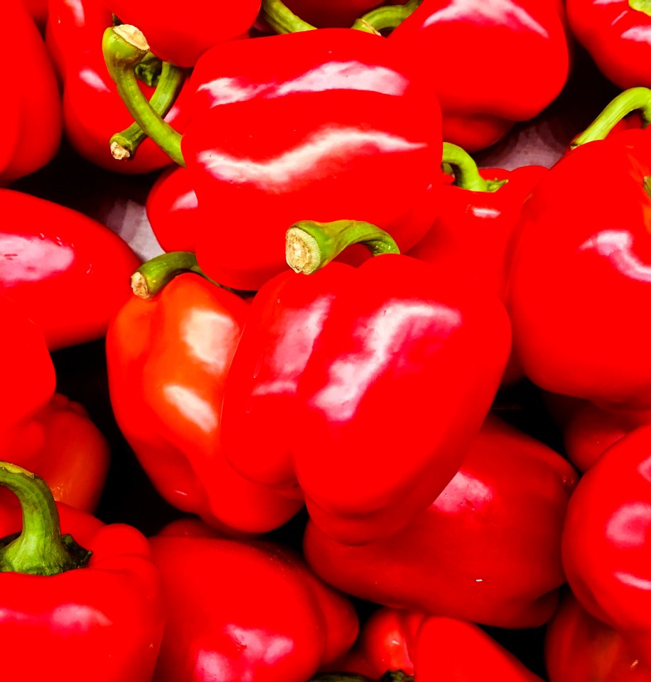 Bundles Of Red Bell Peppers photo