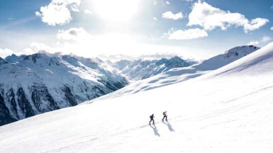 Two Man Hiking On Snow Mountain