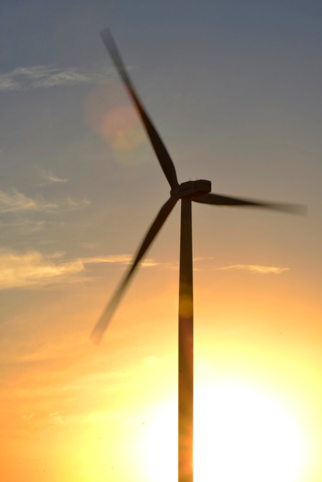 Brown 3-blade Windmill On Surise