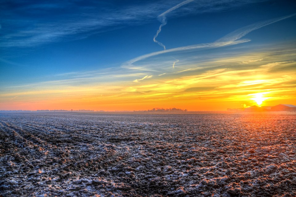 Brown Field During Sunset