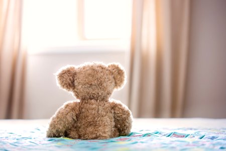 Brown Bear Plush Toy On Bed photo