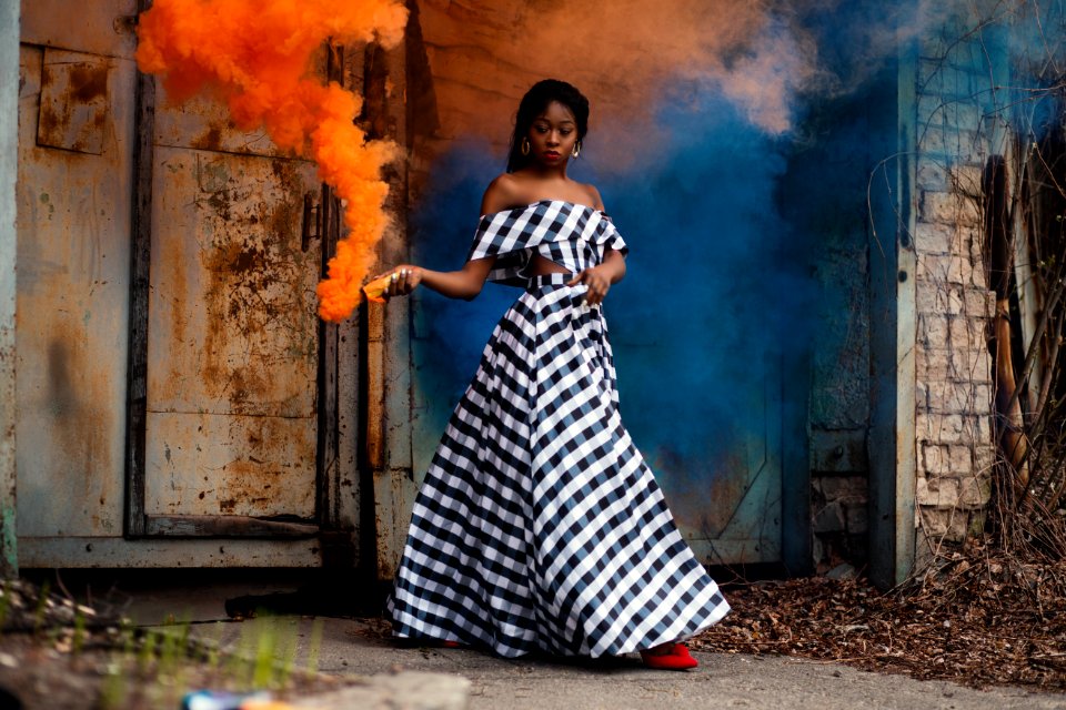 Womens Black And White Checked Dress