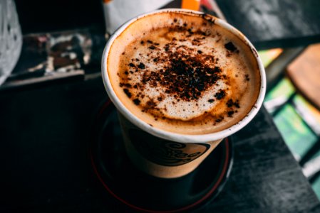 Brown Cup Filled With Cappuccino