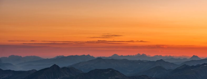 Areal View Of Mountains During Sunset photo