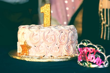 Close-up Photography Of Pink Birthday Cake photo