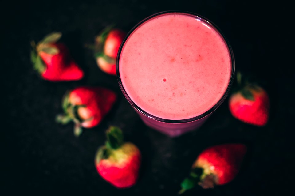 Clear Drinking Glass With Strawberry