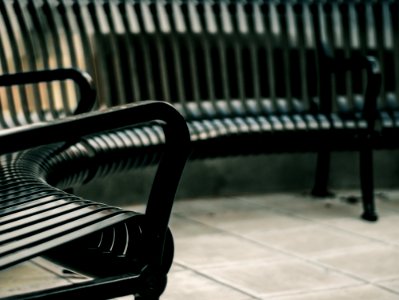 Photo Of Black Steel Armchair And Bench