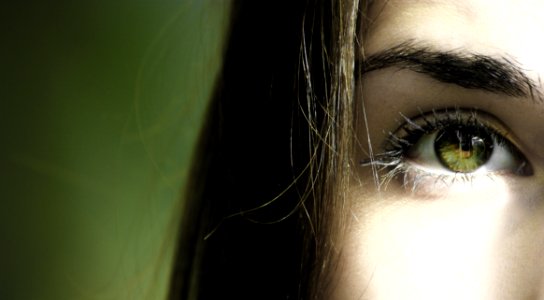 Selective Focus Half-face Closeup Photography Of Females Green Eyes photo