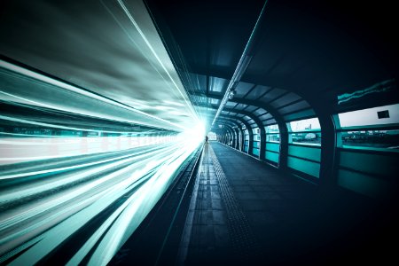 Time-lapse Photography Of Train In Subway Station photo