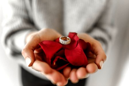 Silver-colored Ring On Persons Hand photo