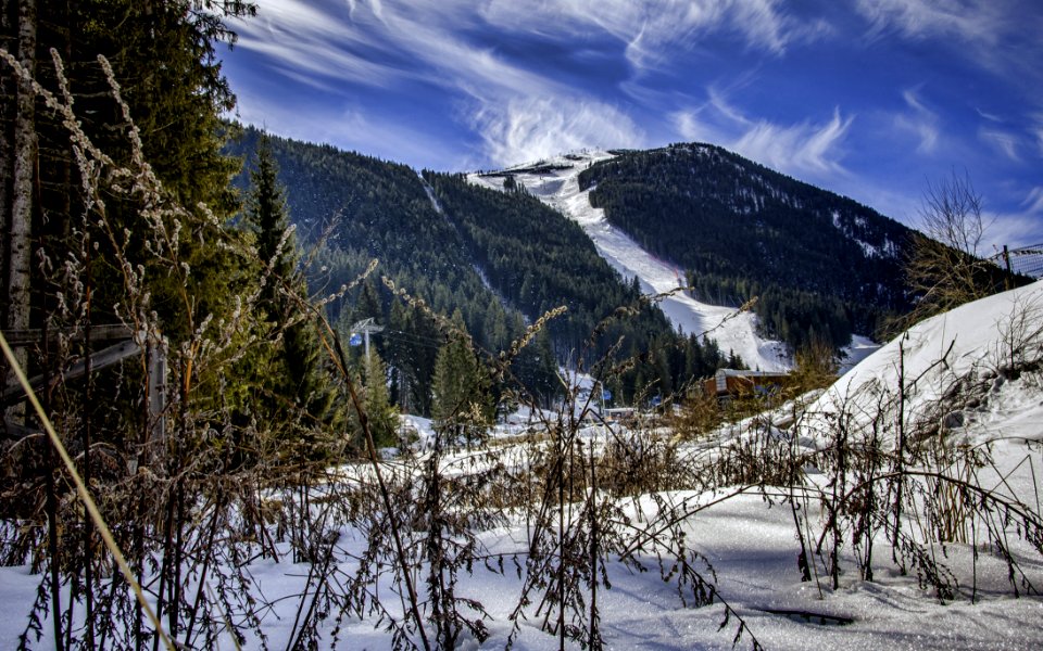 Green Mountain Covered With Snow