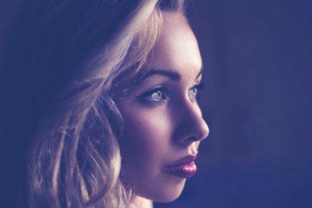 Close Up Photography Of Woman With Red Lipstick photo