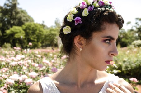 Close Up Photo Of Woman With Floral Headband photo