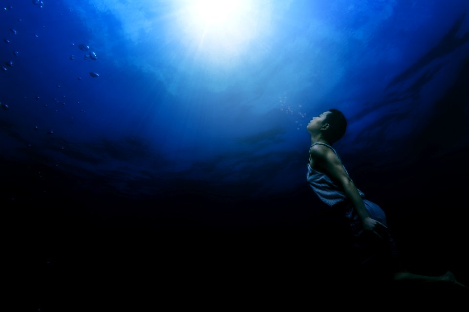 Painting Of A Person Swimming Underwater