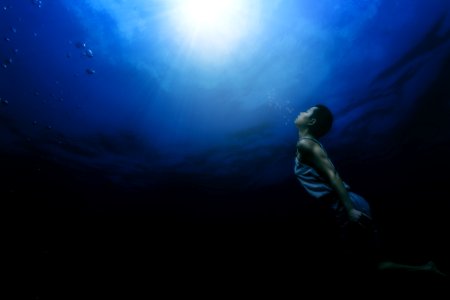 Painting Of A Person Swimming Underwater