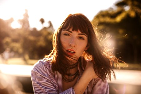 Brown Haired Woman Wearing Dress Shirt photo