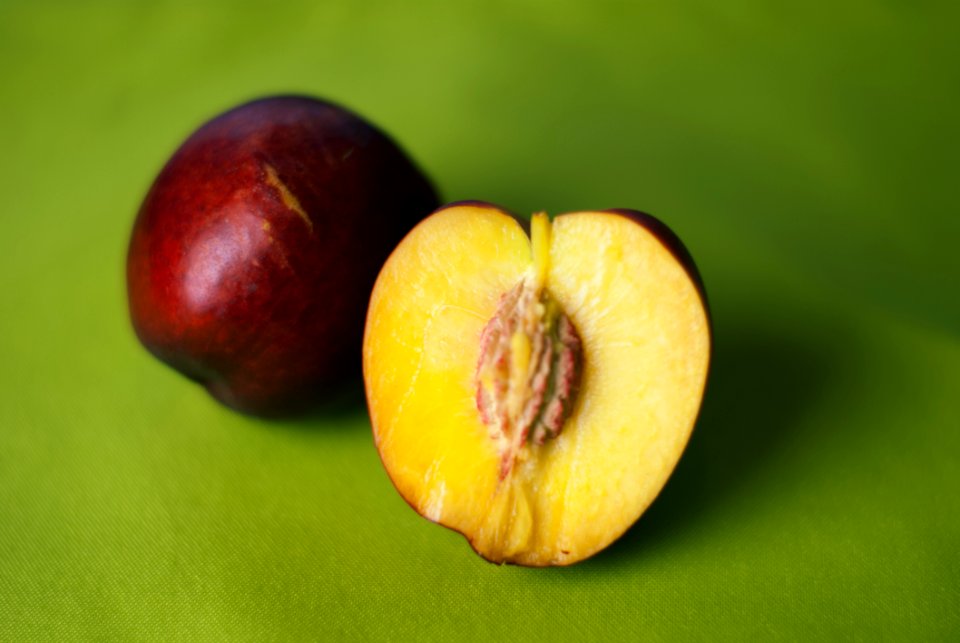 Peach Apple On Green Mat
