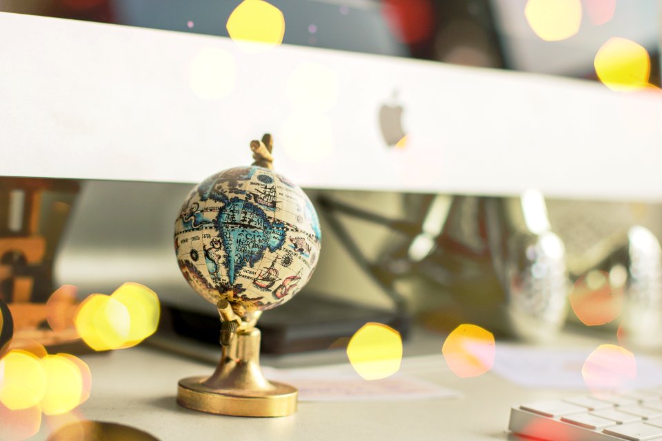 White And Blue Globe Miniature