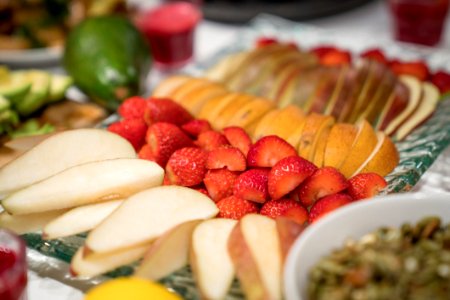 Sliced Strawberry Fruits With Pears photo