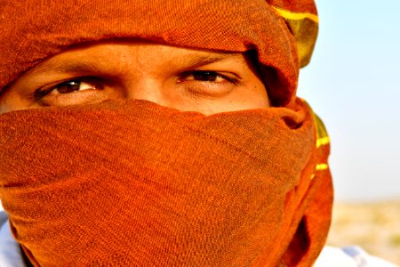 Man Cover Face Using Scarf