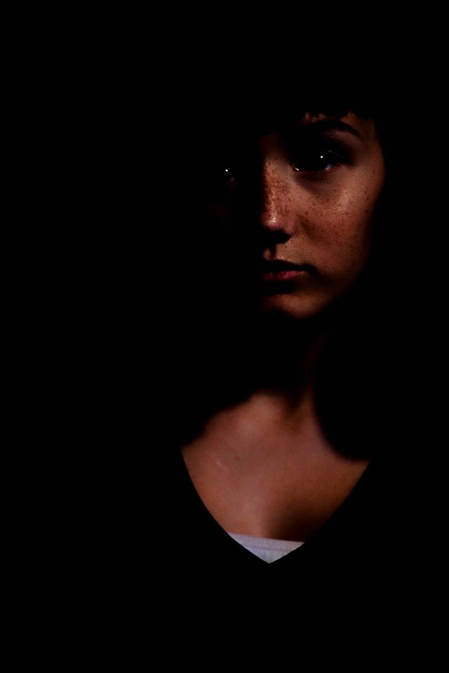 Woman In Black V-neck Shirt