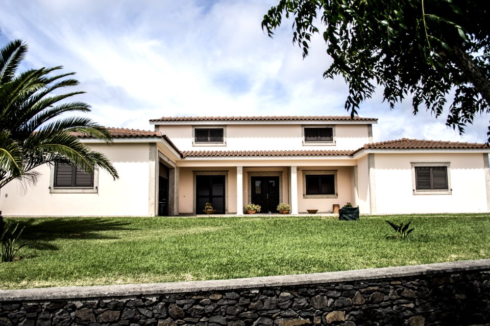 White Concrete House Under Cloudy Sky photo