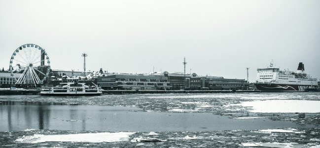 Grayscale Photography Of Ship On Body Of Water photo