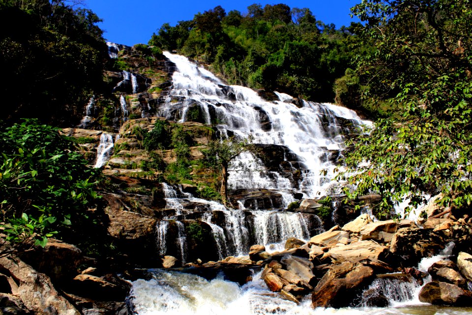 Photo Of Waterfalls On Rock Cliff