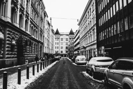 Grayscale Photography Of Street In The City photo