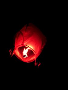 Red Sky Lantern With Fire