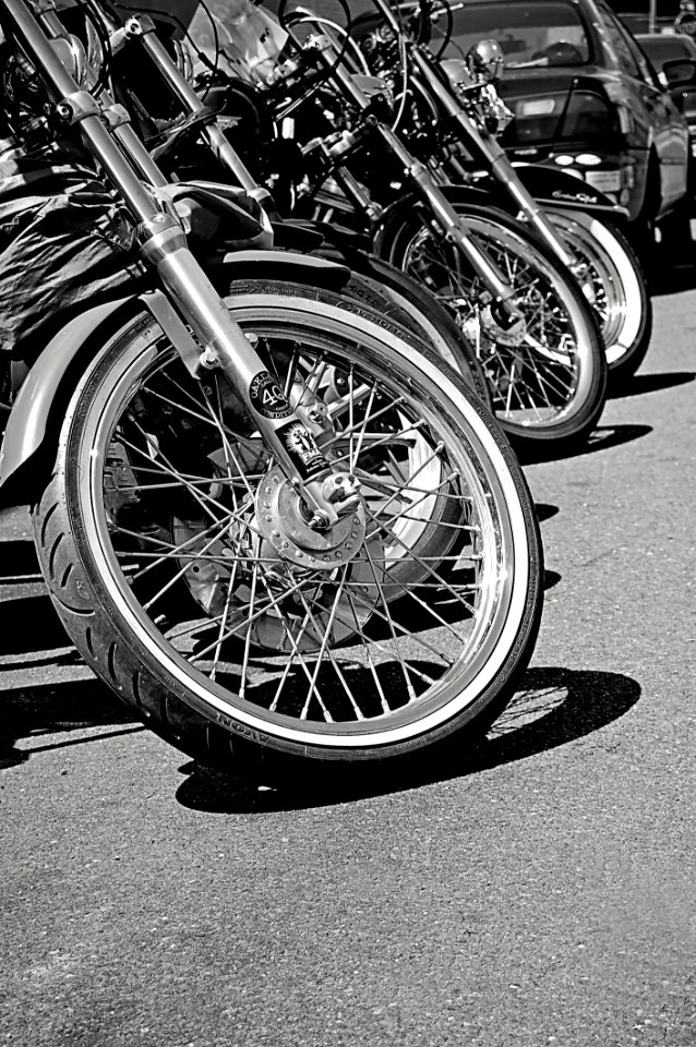 Grayscale Photo Of Parked Motorcycle
