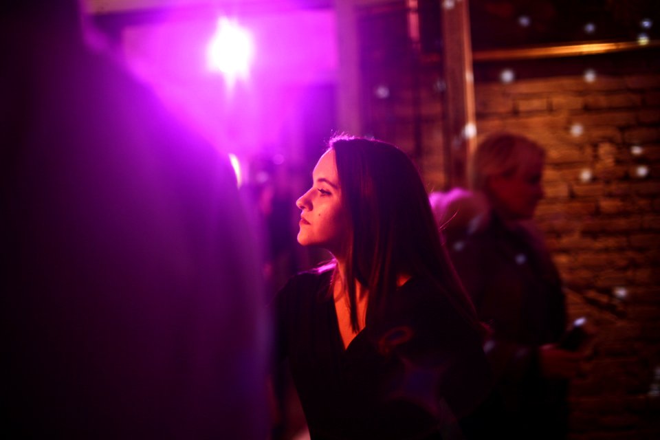 Woman In Black Shirt Standing