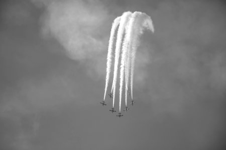 Photography Grayscale Of Performing Jet