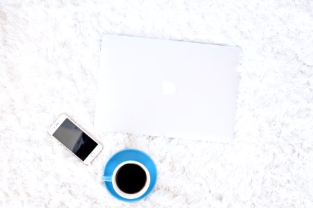 Flat Lay Photography Of Apple Devices Near Cup Of Coffee photo