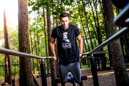 Man In Black T-shirt Doing Exercise photo