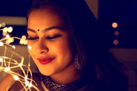 Woman With Red Lipstick And Black Bindi