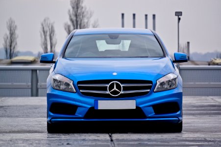 Blue Mercedes Benz Car Parked photo