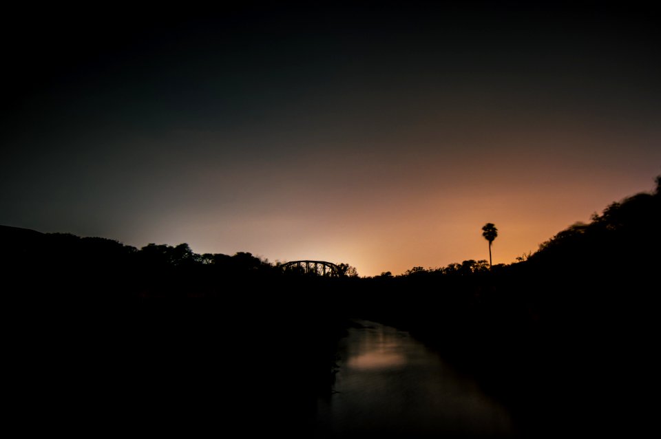 Backlit Bangkok Bridge