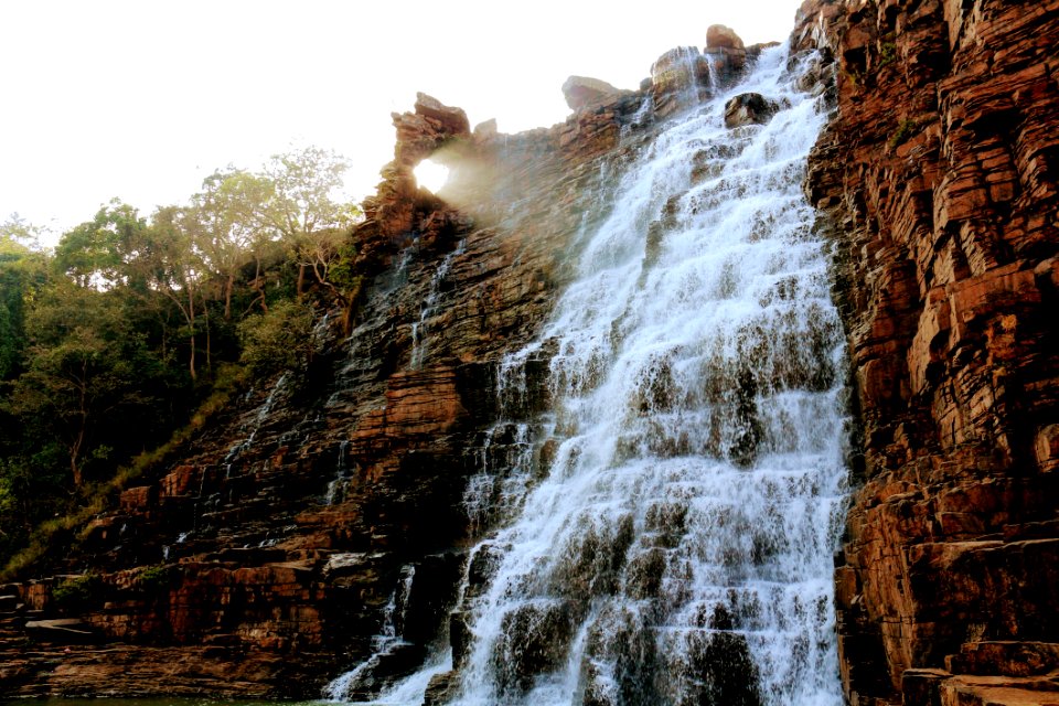 Waterfalls On Brown Rocky Mountain
