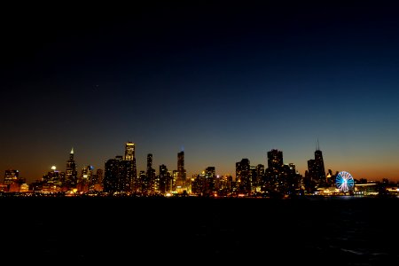Panoramic View Of Lighted City At Night