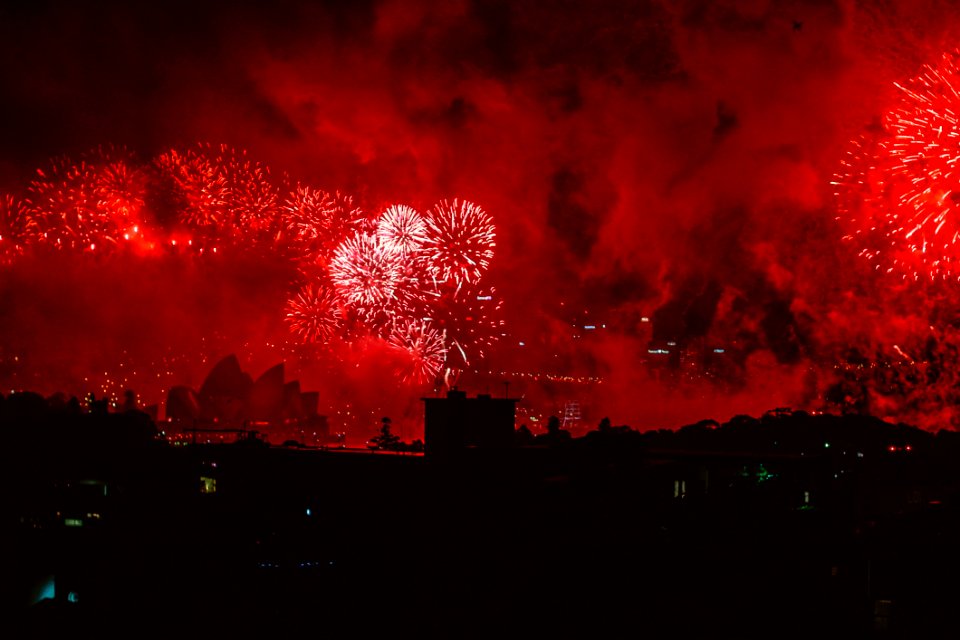 Red Fireworks Display