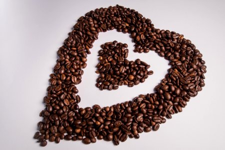Coffee Beans Shaped Into Heart photo