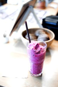 Ice Cream In Drinking Glass With Brow Straw photo