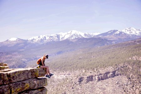 Woman On Top Of Mountain photo