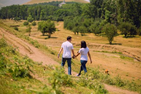 Man And Woman Walking photo