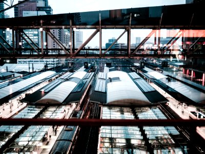 Aerial View Of Glass Roof Building With People