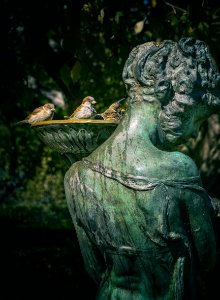 Woman Statue With Bird Bath photo