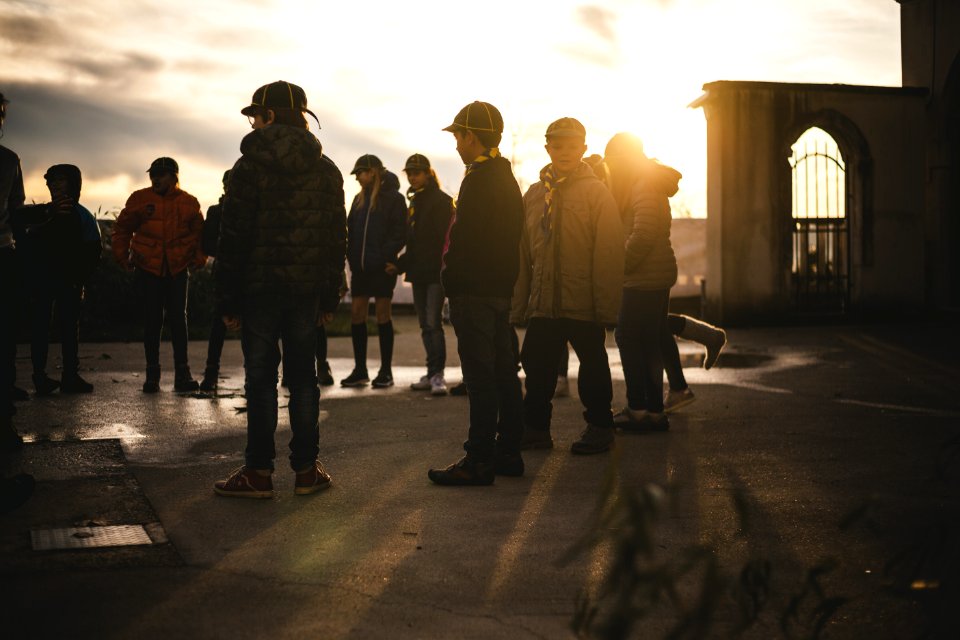 Childrens Gathering On A Bridge
